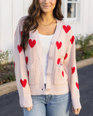 Grace & Lace | Knit Heart Cardigan | Cream