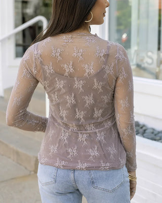 Grace & Lace | Lace Mesh Top | Taupe