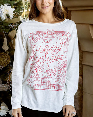 *NEW* Grace & Lace | Long Sleeve Slub Graphic Tee | Holiday Greeting Card