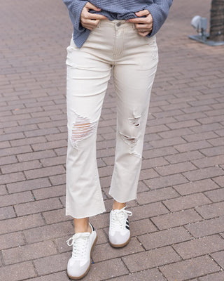 *NEW* Grace & Lace | Mel's Fave Cropped Straight Leg Colored Denim | Distressed Natural