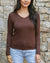 *NEW* Grace & Lace | Modal V-Neck Long Sleeve Tee | Brown