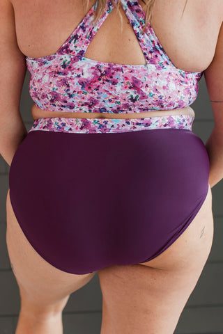 *FINAL SALE* Sandy Shores | High-Rise Bikini BOTTOM | Plum Floral