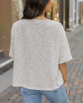 Grace & Lace | Pocket Sweater Tee | Oatmeal Grey