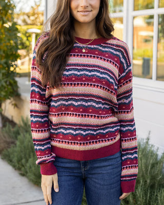 *NEW* Grace & Lace | Pointelle Striped Sweater | Multi Jewel