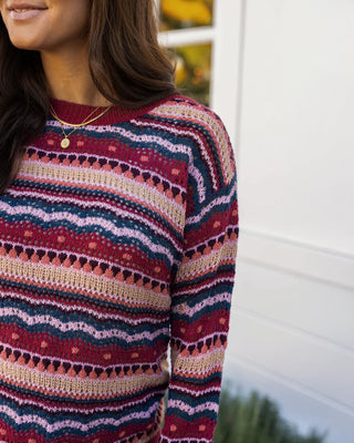 *NEW* Grace & Lace | Pointelle Striped Sweater | Multi Jewel