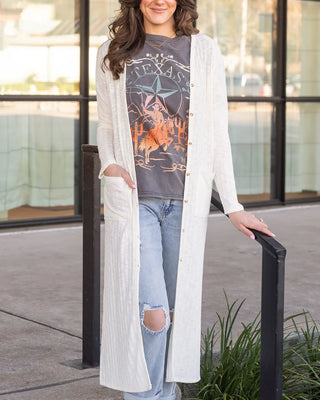 PRELAUNCH Grace & Lace | Ribbed Long Duster Cardigan | Ivory