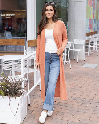 *NEW* Grace & Lace | Ribbed Long Duster Cardigan | Sunset