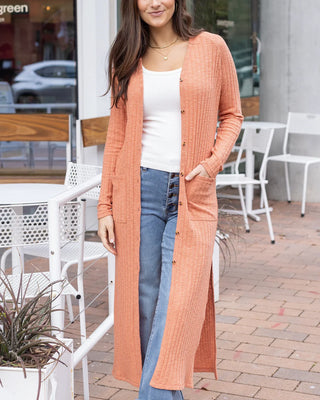 Grace & Lace | Ribbed Long Duster Cardigan | Sunset