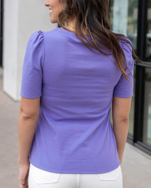 *NEW* Grace & Lace | Cotton Puff Sleeve V-Neck Top | Iris
