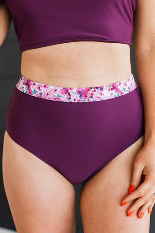 *FINAL SALE* Sandy Shores | High-Rise Bikini BOTTOM | Plum Floral