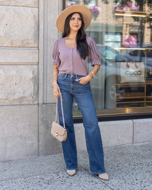 Grace & Lace | Scoop Neck Puff Sleeve Top | Mystic Purple