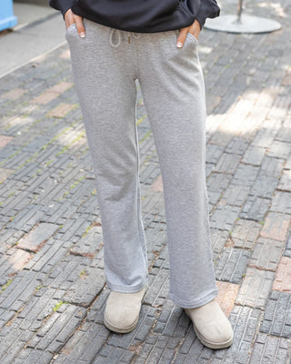 Grace & Lace | Signature Soft Straight Leg Sweatpants | Mid Heathered Grey