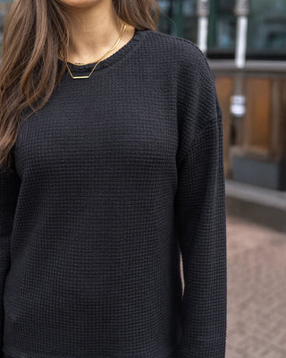 *NEW* Grace & Lace | Slouchy Waffle Pullover | Black