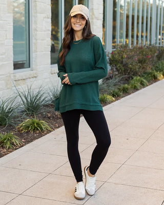 *NEW* Grace & Lace | Slouchy Waffle Pullover | Emerald