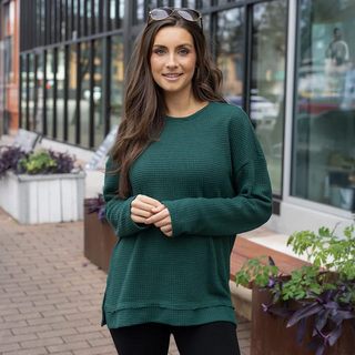 *NEW* Grace & Lace | Slouchy Waffle Pullover | Emerald