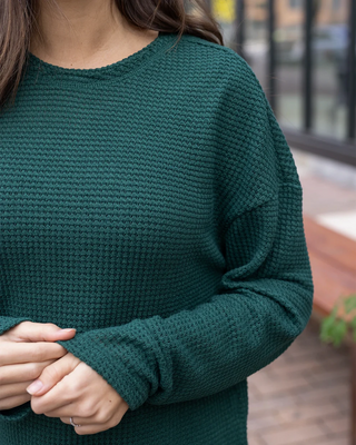 *NEW* Grace & Lace | Slouchy Waffle Pullover | Emerald