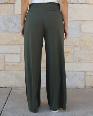 *NEW* Grace & Lace | Smocked Wide Leg Lounge Pants | Olive