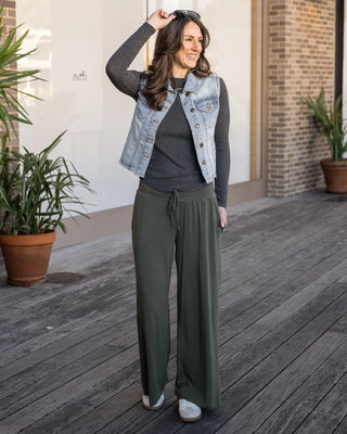 *NEW* Grace & Lace | Smocked Wide Leg Lounge Pants | Olive