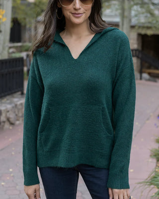 Grace & Lace | So Soft Knit Sweater Hoodie | Deep Green