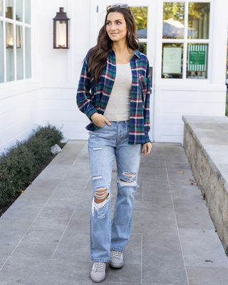 Grace & Lace | Soft Brushed Spring Plaid Shirt | Jewel Plaid