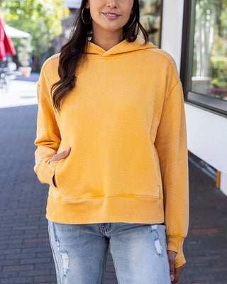 Grace & Lace | Vintage Washed Fleece Hoodie | Washed Mustard