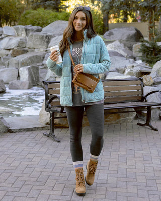 Grace & Lace | Mineral Washed Quilted Jacket | Icy Blue