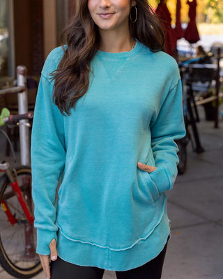 Grace & Lace | Vintage Washed Tunic Sweatshirt | Washed Aqua