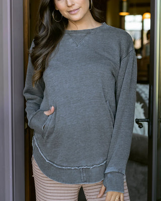 Grace & Lace | Vintage Washed Tunic Sweatshirt | Washed Grey