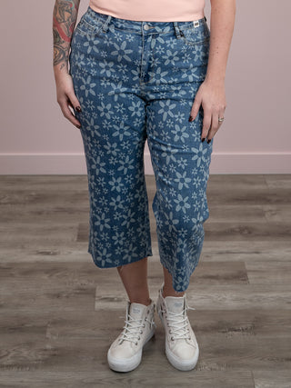 Judy Blue | High Rise | Flower Print Wide Leg Crop | Joel