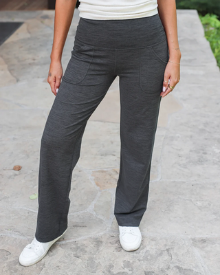 *NEW* Grace & Lace | Fleece Lined Straight Leg Lounge Pants | Charcoal Grey