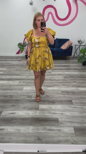 *INSIDER BONUS* Alex Puff Sleeve Mini Dress | Floral Mustard