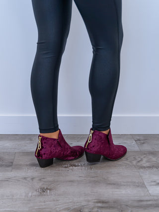 *WAREHOUSE FIND* Randi Crushed Velvet Bootie | Wine (6.5)