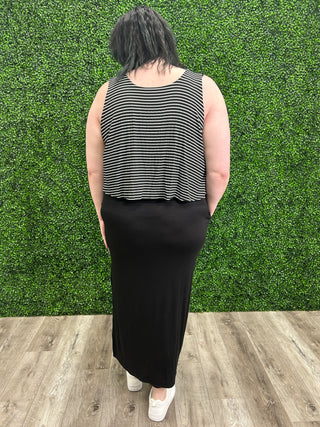 *WAREHOUSE FIND* So Fancy Tank Maxi Dress | Black Stripe (3X)